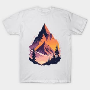 Mountains with coniferous forest at sunset T-Shirt